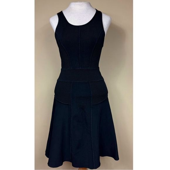 Milly Knit Paneled Sleeveless Fit & Flare Mini Dress in Black Size Small - Picture 6 of 14